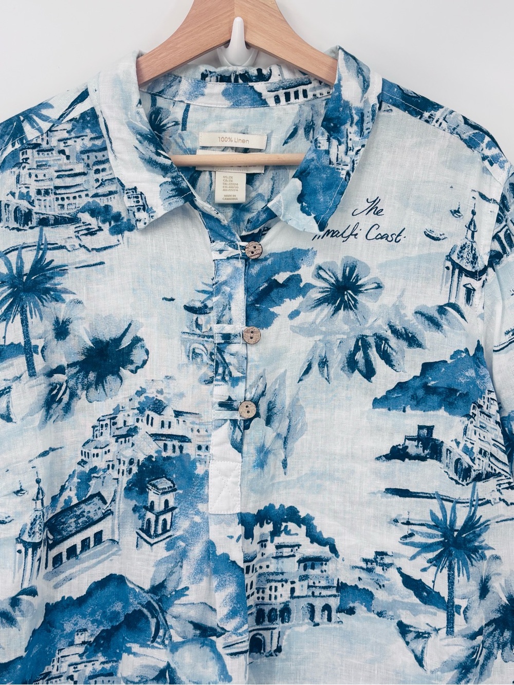 Cynthia Rowley 100% Linen Top Popover Floral Blue White Beachy Coastal 2X
22/24 - Picture 4 of 11